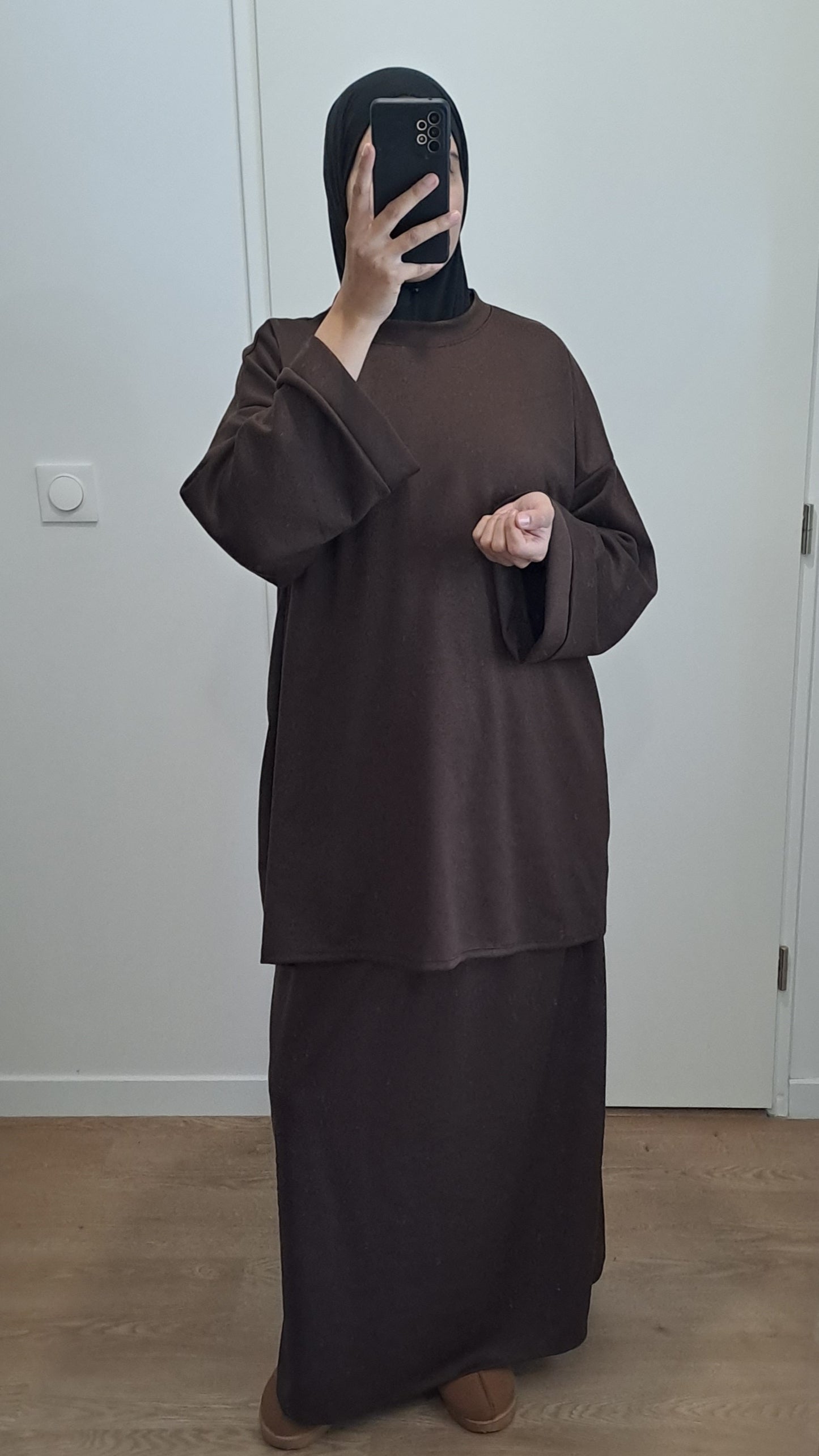 Ensemble jupe oversize Marron