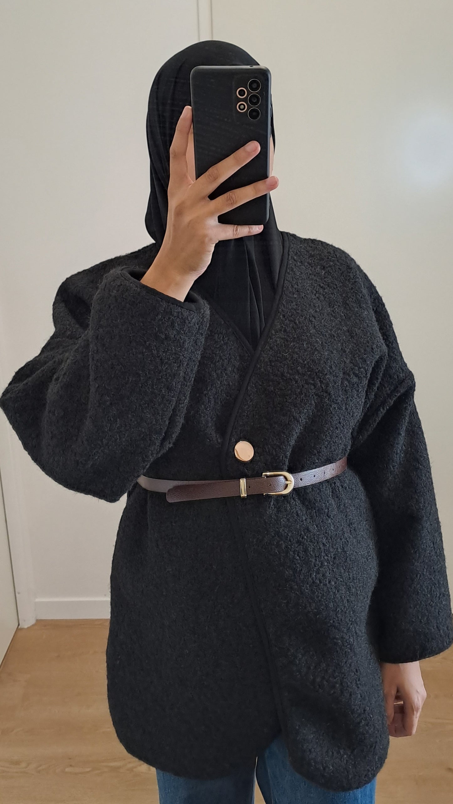 Veste moumoute cache coeur Noir