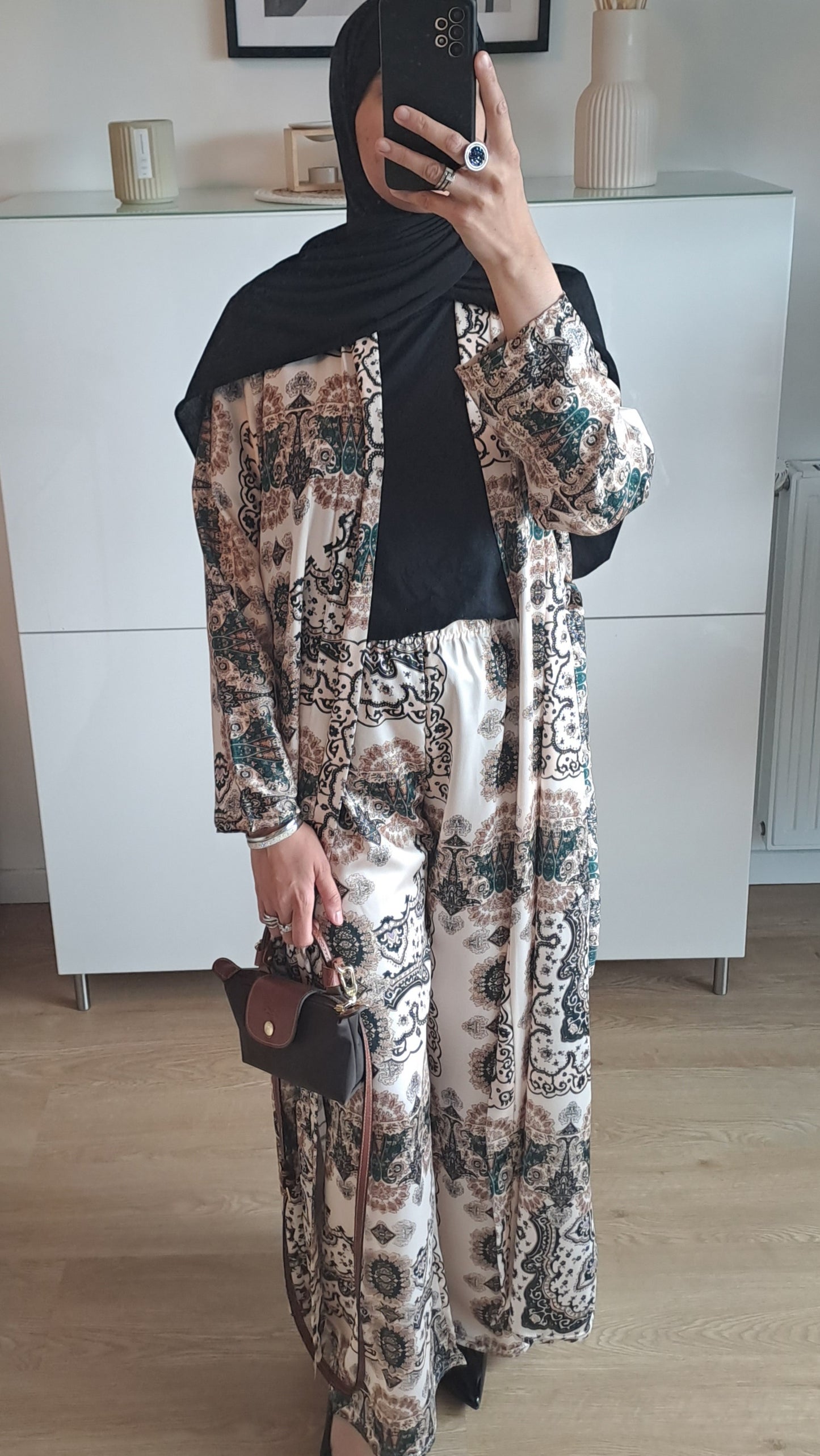 Ensemble Kimono en satin Vert