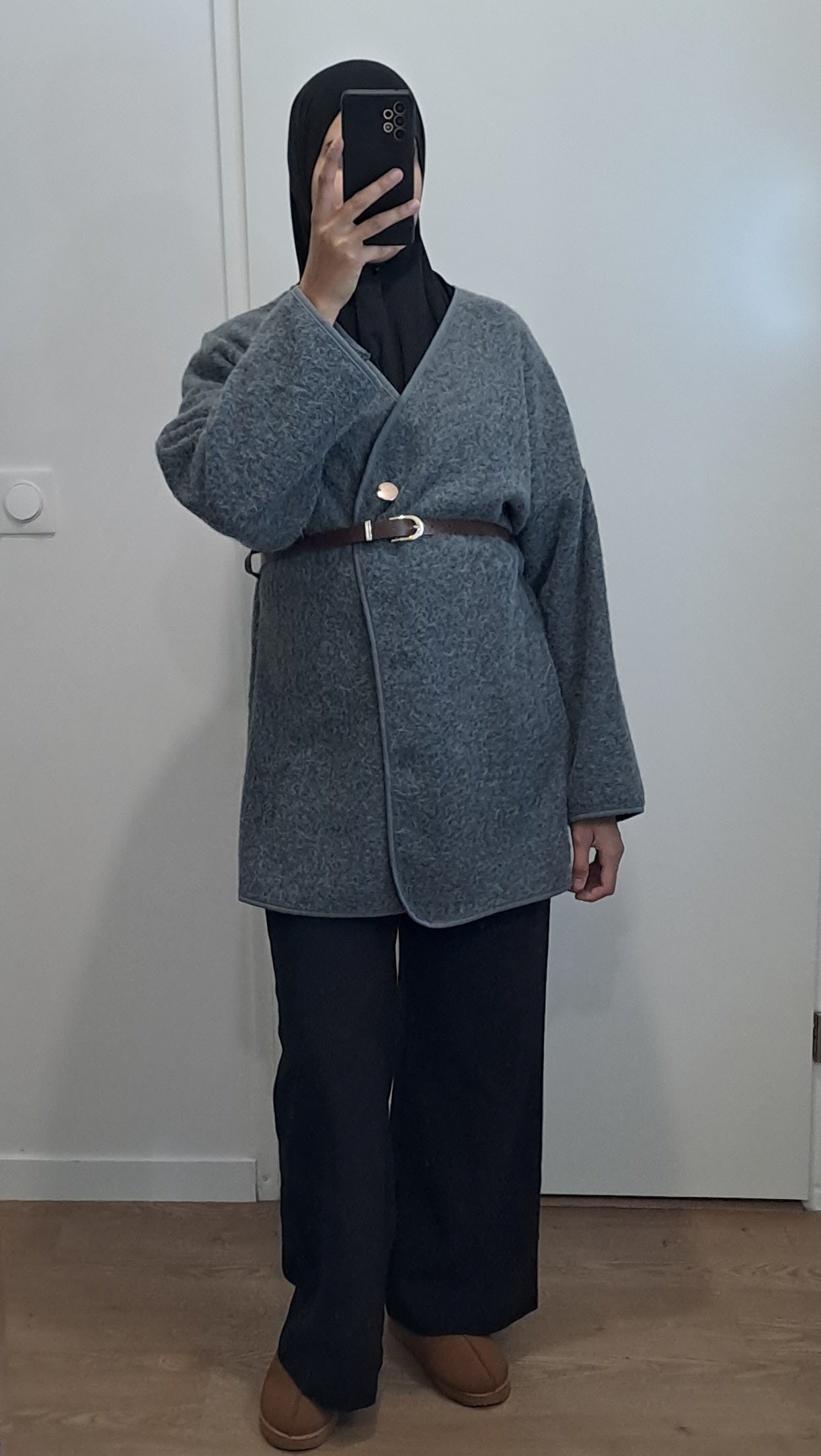 Veste moumoute cache coeur Grise