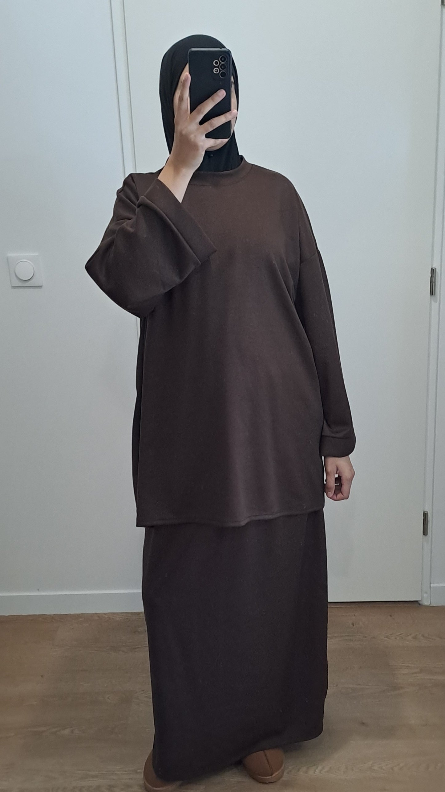Ensemble jupe oversize Marron