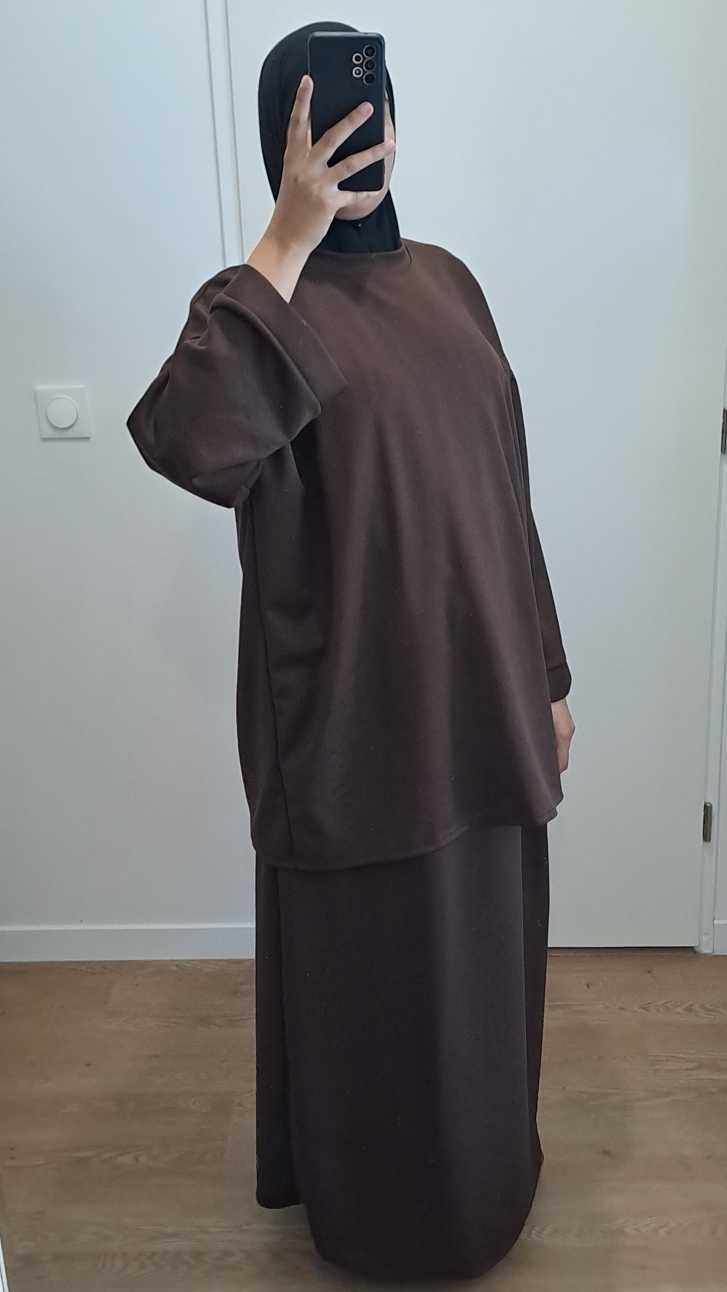 Ensemble jupe oversize Marron