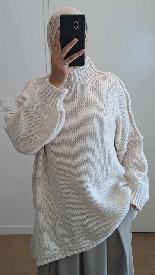 Pull long oversize Beige