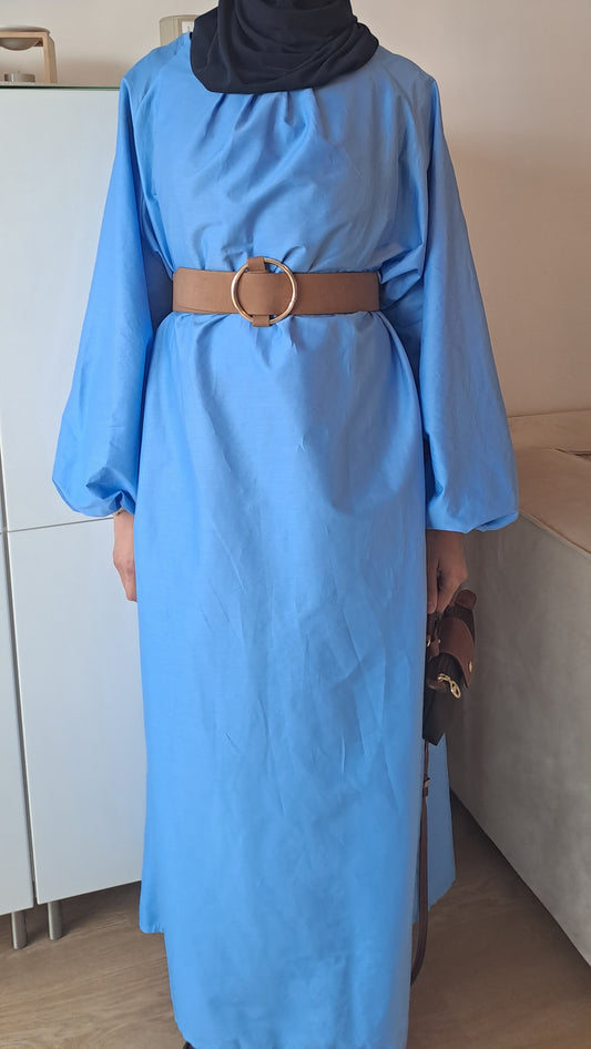 Robe manches bouffantes Bleue
