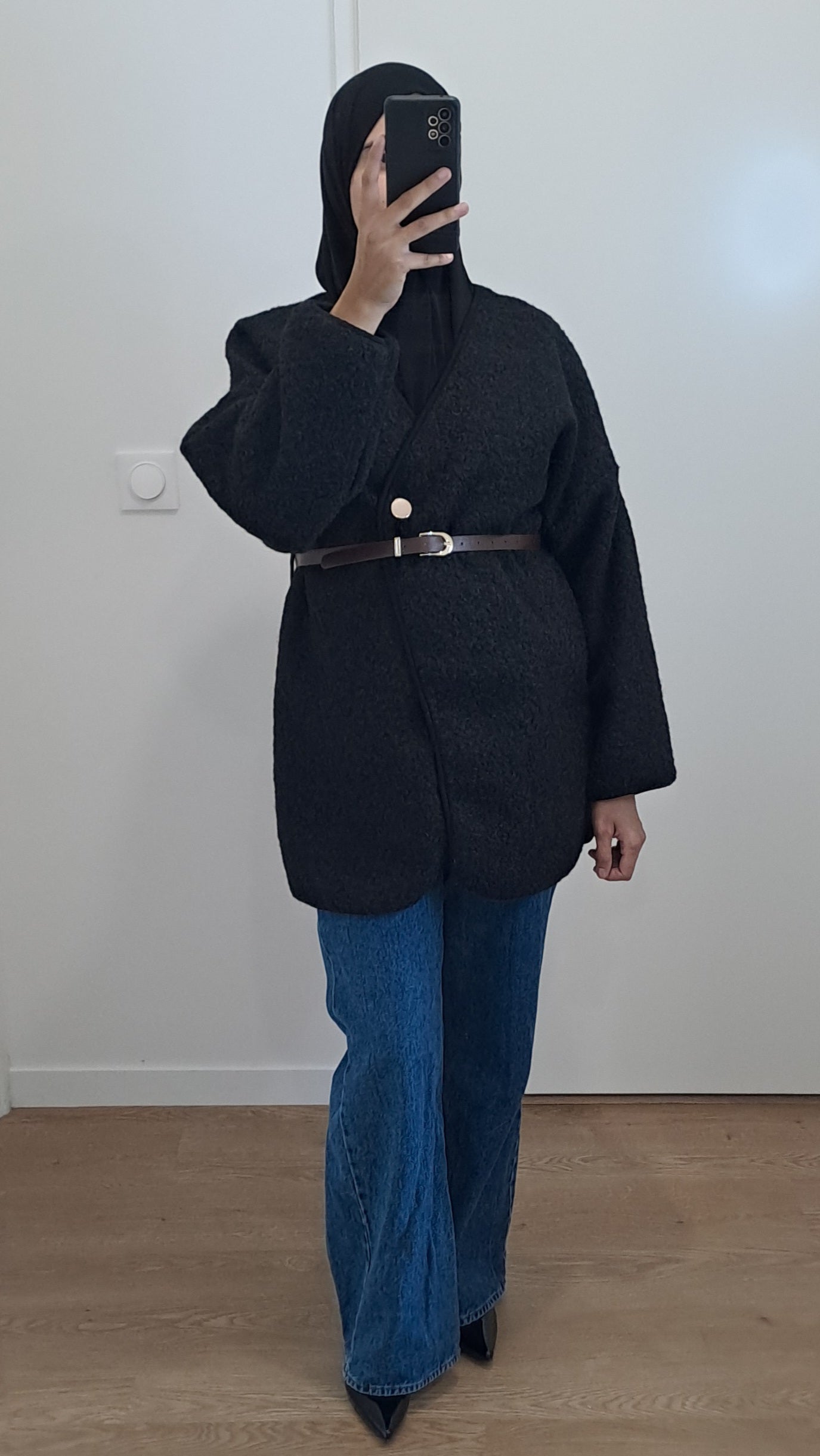 Veste moumoute cache coeur Noir