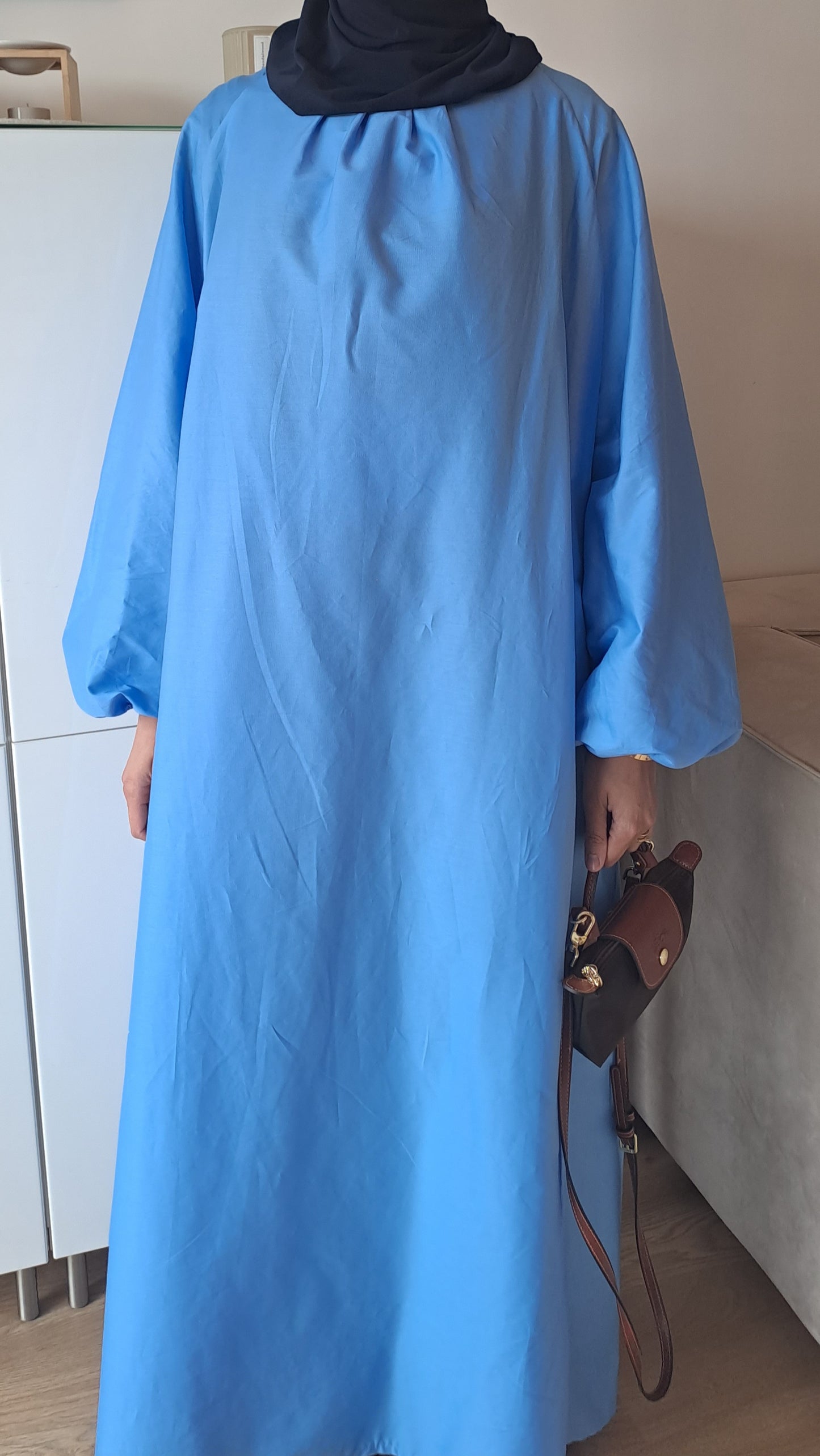 Robe manches bouffantes Bleue