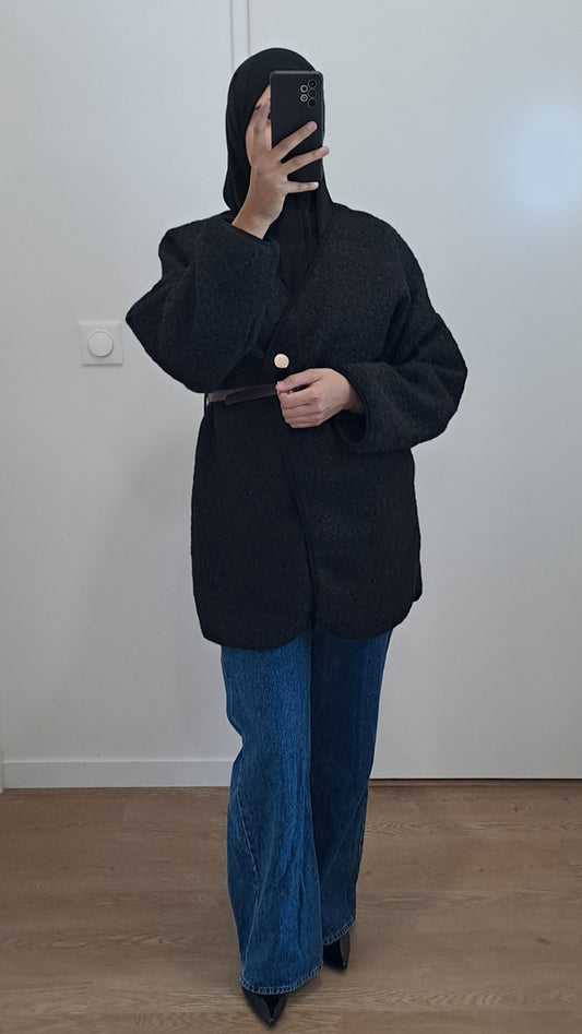 Veste moumoute cache coeur Noir