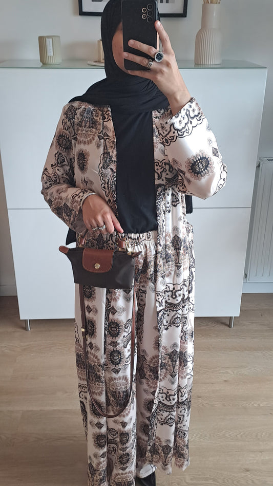 Ensemble Kimono en satin Noir