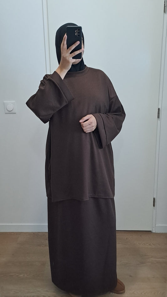 Ensemble jupe oversize Marron