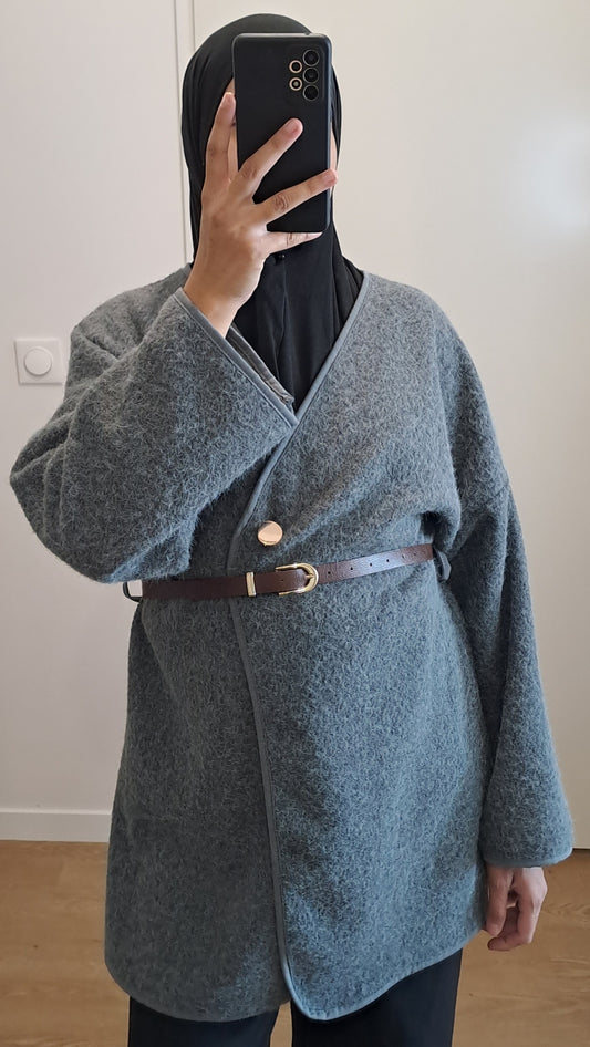 Veste moumoute cache coeur Grise