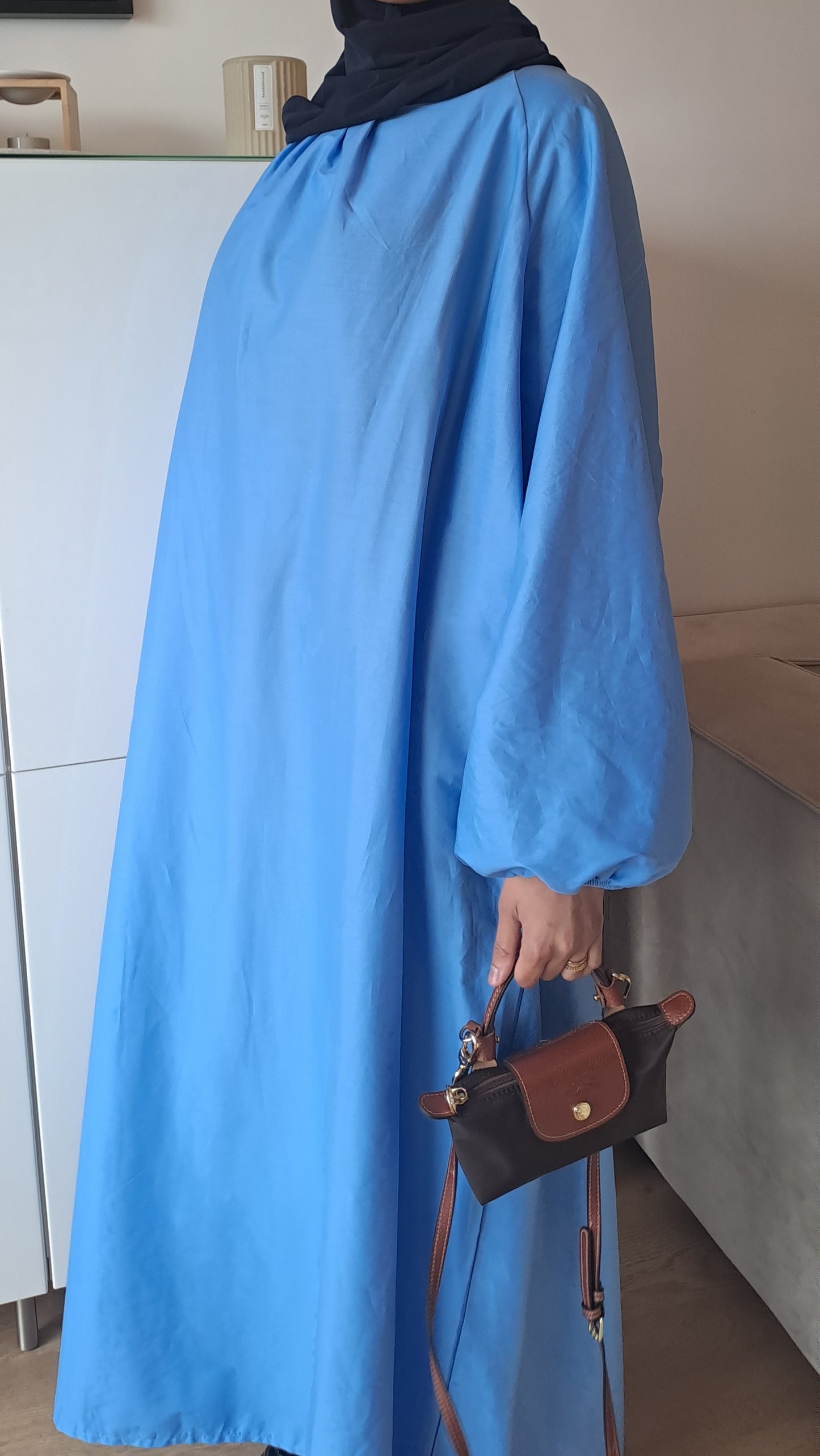 Robe manches bouffantes Bleue