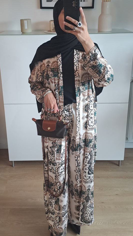 Ensemble Kimono en satin Vert