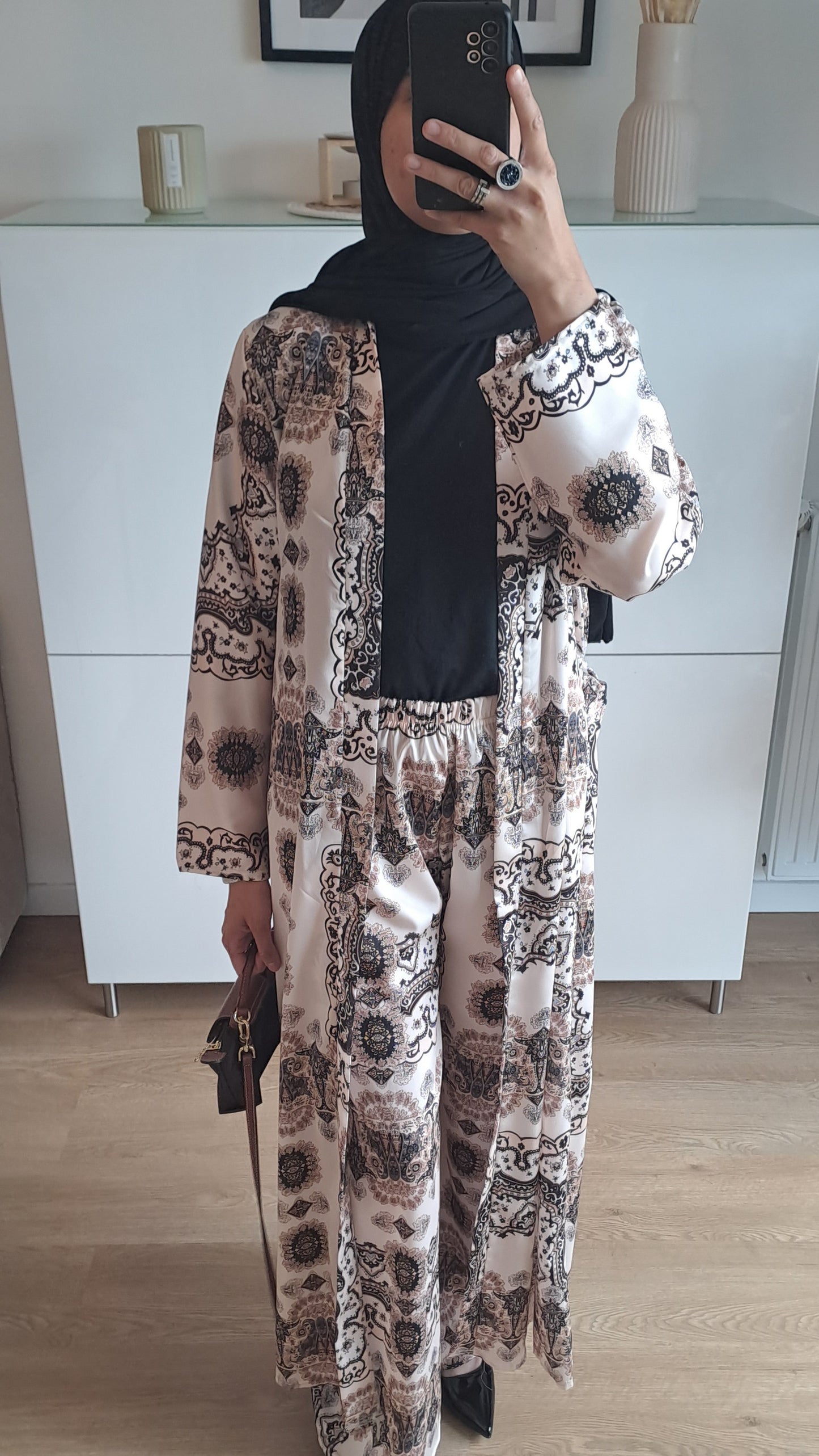 Ensemble Kimono en satin Noir
