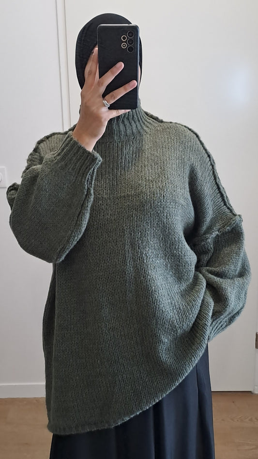 Pull long oversize Kaki