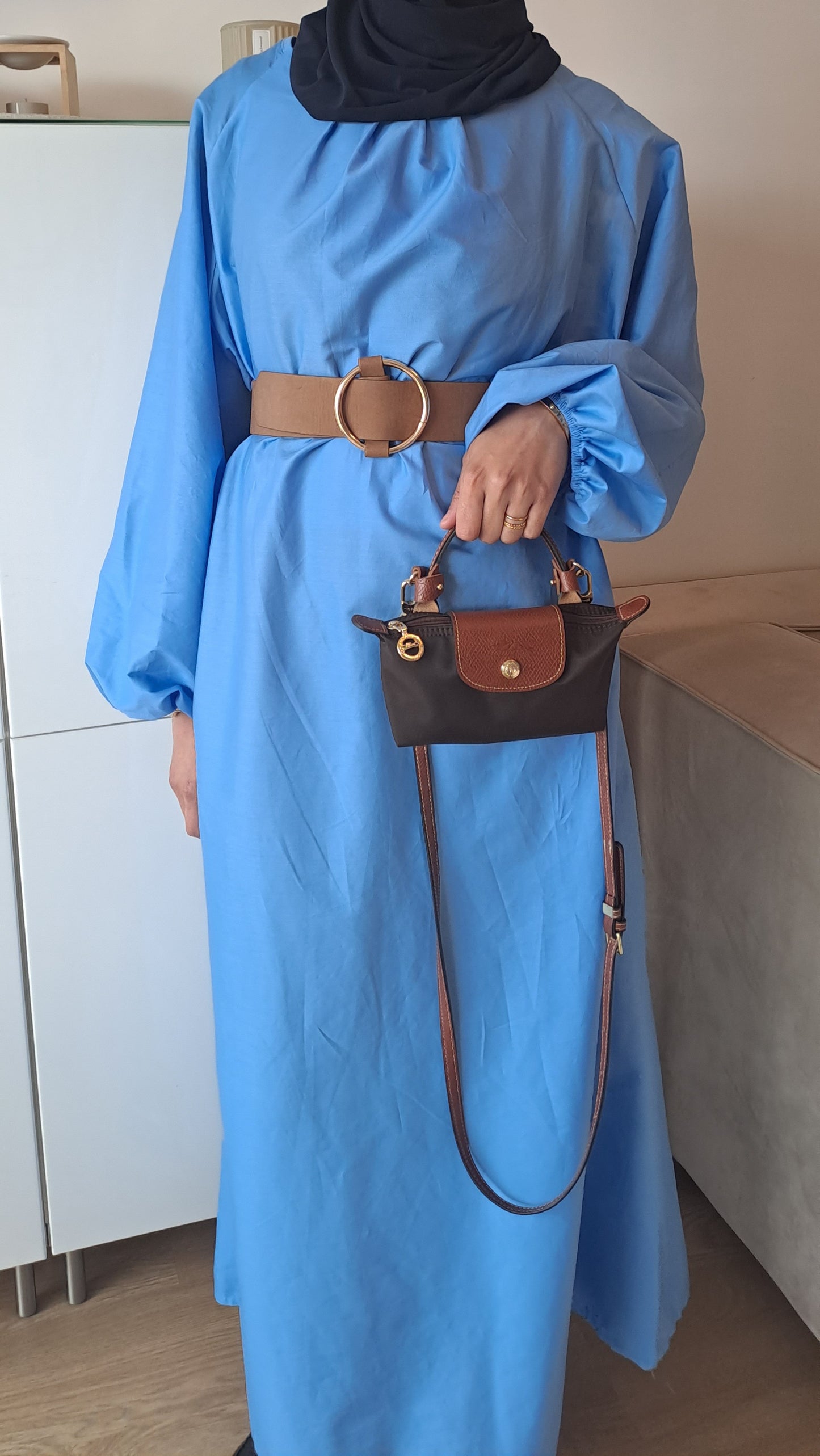 Robe manches bouffantes Bleue